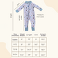 Luca James Swim size chart for the Sage UPF 50+ full-body baby swimsuit